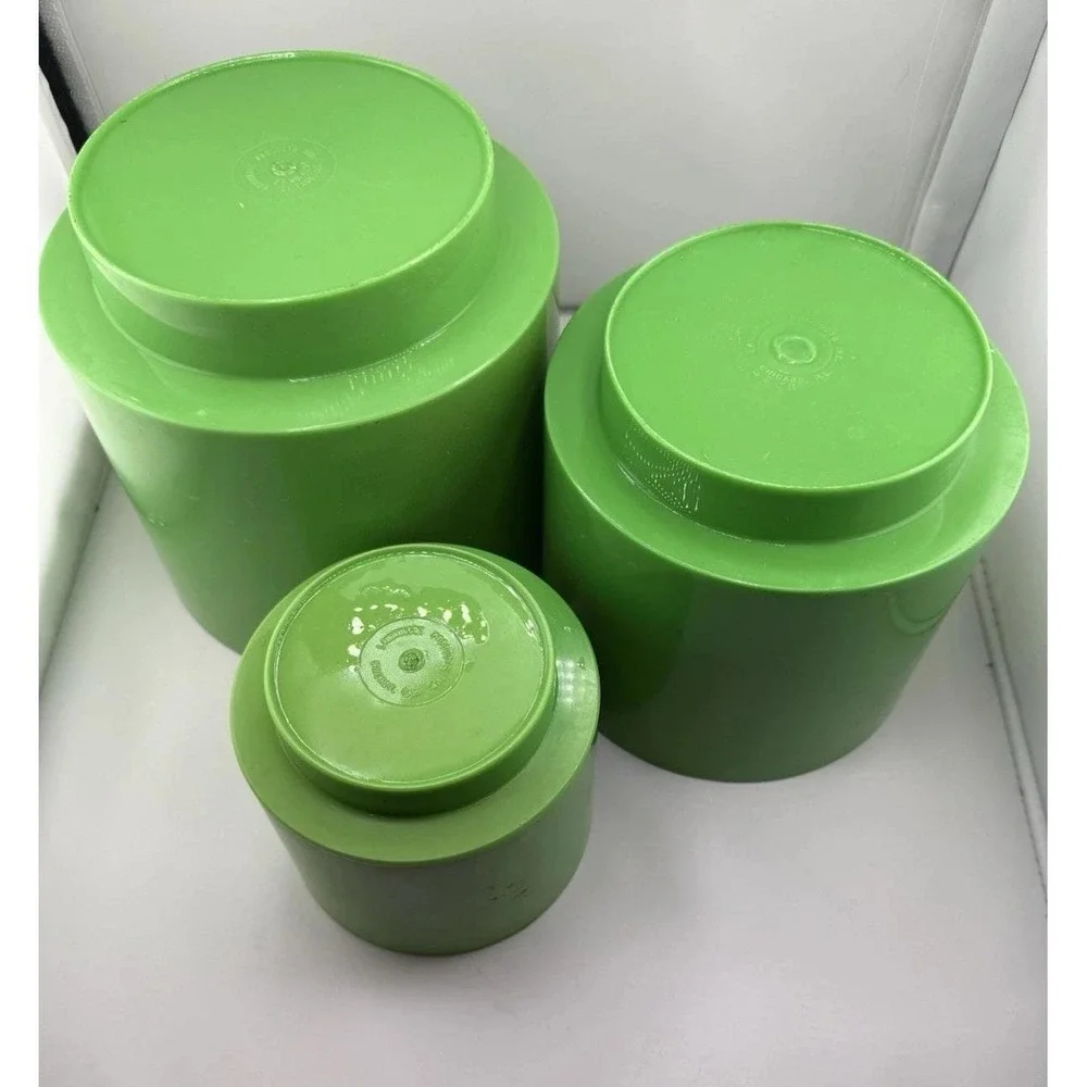 Set Of 3 Lawnware VTG Plant Pots Plastic Nesting Green Footed Retro Sturdy